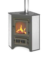 Печь-камин Везувий ПК-01 (220) угловой, с плитой, бежевый