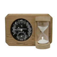 Термогигрометр мини EVEREST c часами, кедр (TG-08 black)