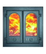 Дверка каминная со стеклом ДК-6С RLK 8415 - 410х410 мм