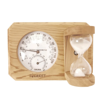 Термогигрометр мини EVEREST c часами, кедр (TG-09 white)
