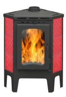 БАВАРИЯ угловая изразцовая Решетка красная с металлической крышкой