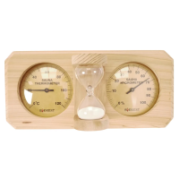 Термогигрометр EVEREST c часами, кедр (TG-07 gold)