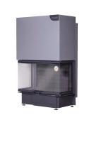 Экокамин ДЕЛЬТА 1000 B три стекла принтинг черный шамот