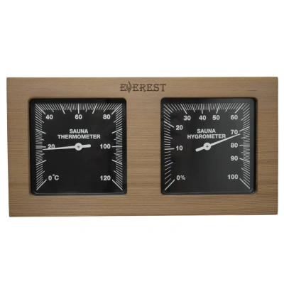 Термогигрометр EVEREST горизонталь, кедр (TG-02 black)