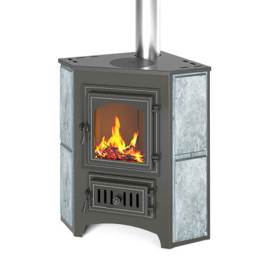 Печь-камин Везувий ПК-01 (220) угловой, с плитой, талькохлорит