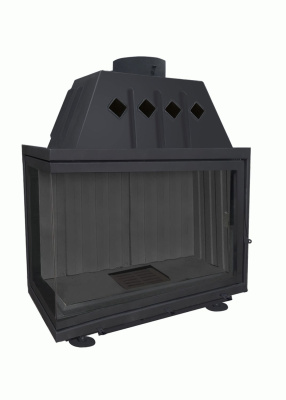 Экокамин Альфа 1000 LB два стекла левая черный шамот