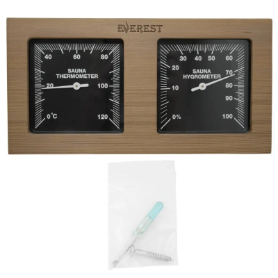 Термогигрометр EVEREST горизонталь, кедр (TG-02 black)