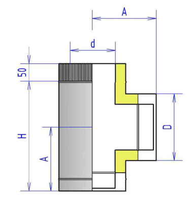 Тройник 2ТР 90° - ∅ 150 мм