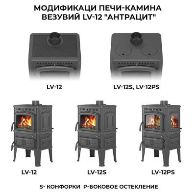 Печь-камин Везувий LV-12РS "Антрацит"