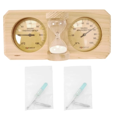 Термогигрометр EVEREST c часами, кедр (TG-07 gold)