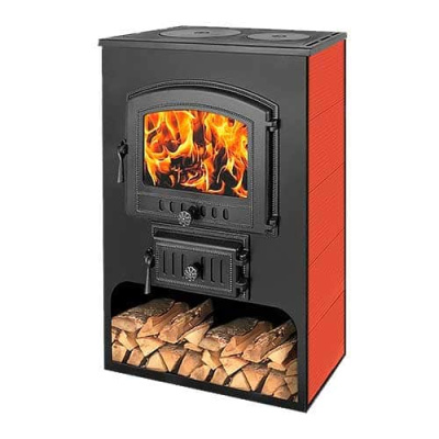 Печь-камин Везувий ПК-03 (224) с плитой красный