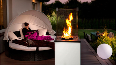 Газовый обогреватель Kratki PATIO/M/G31/37MBAR/B - уличный - белое стекло, с ручным управлением мощностью - 8,2 кВт