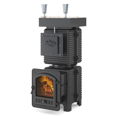 Печь для бани Эверест "Легкий пар Профи" под обкладку (чугунная закрытая каменка)