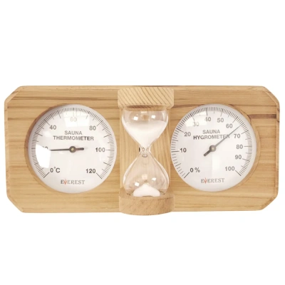 Термогигрометр EVEREST c часами, кедр (TG-06 white)