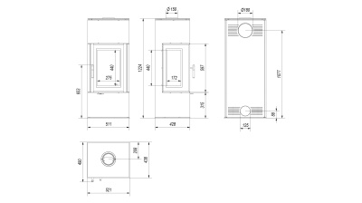Стальная печь-камин Kratki THOR/VIEW (8 кВт)