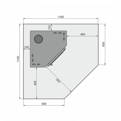Лист напольный угловой Везувий, 2мм, черный 1000 х1000 х2