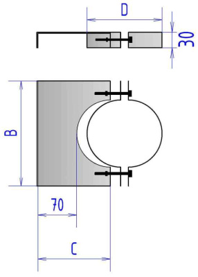 Крепление к стене 1 КС AISI 409 - Ø 200 мм