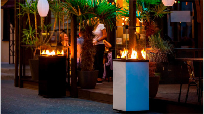 Газовый обогреватель Kratki PATIO/MINI/G30/37MBAR/B (уличный) - белое стекло, с пультом ДУ (8,2 кВт)