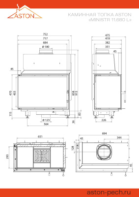 Каминная топка ASTON "MINISTR 11.680 L"