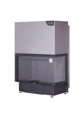 Экокамин ДЕЛЬТА 1000 RB два стекла правая черный шамот