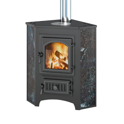 Везувий ПК-01 (220) угловой, амфиболит с конфоркой 9 кВт (150 м3) Ø 115мм