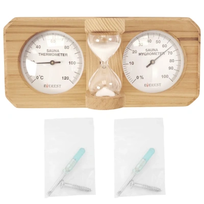 Термогигрометр EVEREST c часами, кедр (TG-06 white)