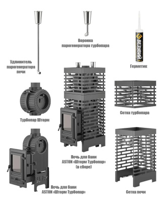 Печь для бани ASTON «Шторм Турбопар» (чугун)