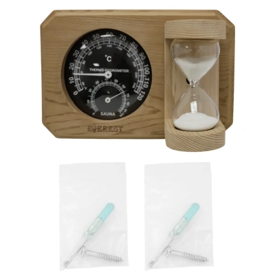 Термогигрометр мини EVEREST c часами, кедр (TG-08 black)