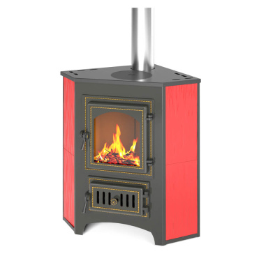Печь-камин Везувий ПК-01 (220) угловой, с плитой, красный
