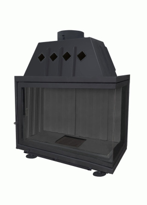 Экокамин Альфа 1000 RB два стекла правая черный шамот