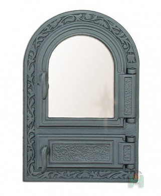 Дверца со стеклом и зольником с шибером FPM1R 485х325 - 0309 - 485х325  мм