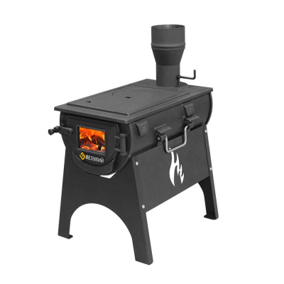 Походная печь "Везувий Travel" (из чугуна) на подставке